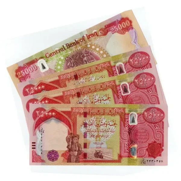 IRAQ lot of 100,000 25,000 Dinar x4 banknotes
