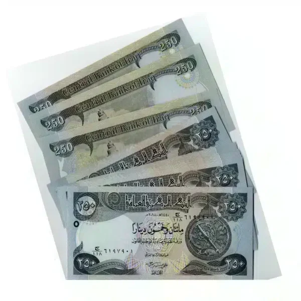 Iraq 250 Dinar banknote obverse and reverse of the year 2018