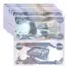 50000 Iraqi Dinar banknote lot showing Gali Ali Beg waterfall design Front/back of 5000 IQD note featuring Iraqi landmarks XF condition Iraqi Dinar with center crease example