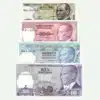 Uncirculated Turkey 1970 Banknotes Set (7th Issue) – 10 to 1000 Lira featuring Atatürk and Ottoman icons