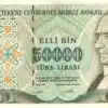 50,000 Turkish Lira banknote (1970) with Atatürk (front) and Turkish Parliament House (back