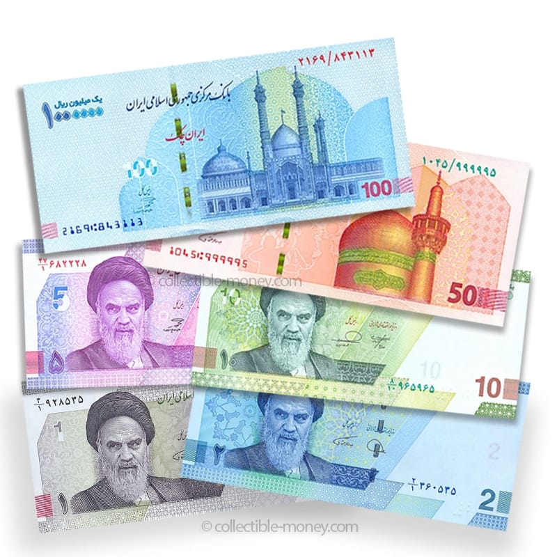 Iran Rial Complete UNC Banknotes Set (2023 Edition)