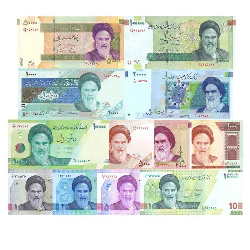 IRAN Complete Collection of Khomeini portrait banknotes image banknotes set of 12 uncirculated notes