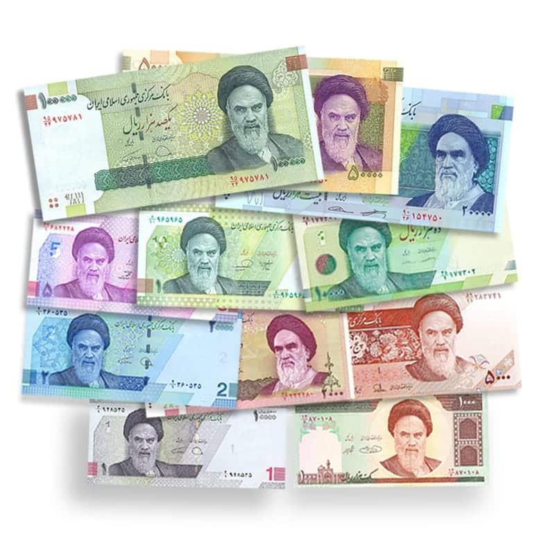 Iran Khomeini Portrait Banknotes Set – 11 UNC Notes (1992–2022) – Complete Collection