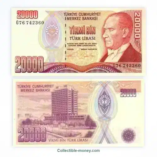 Turkey 20000 Lira UNC Banknote | 1995 | P#202