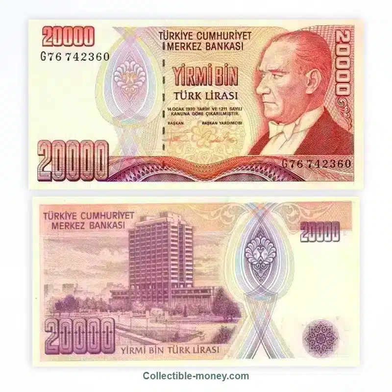 Turkey 20000 Lira 1995 P#202 UNC collectible banknote